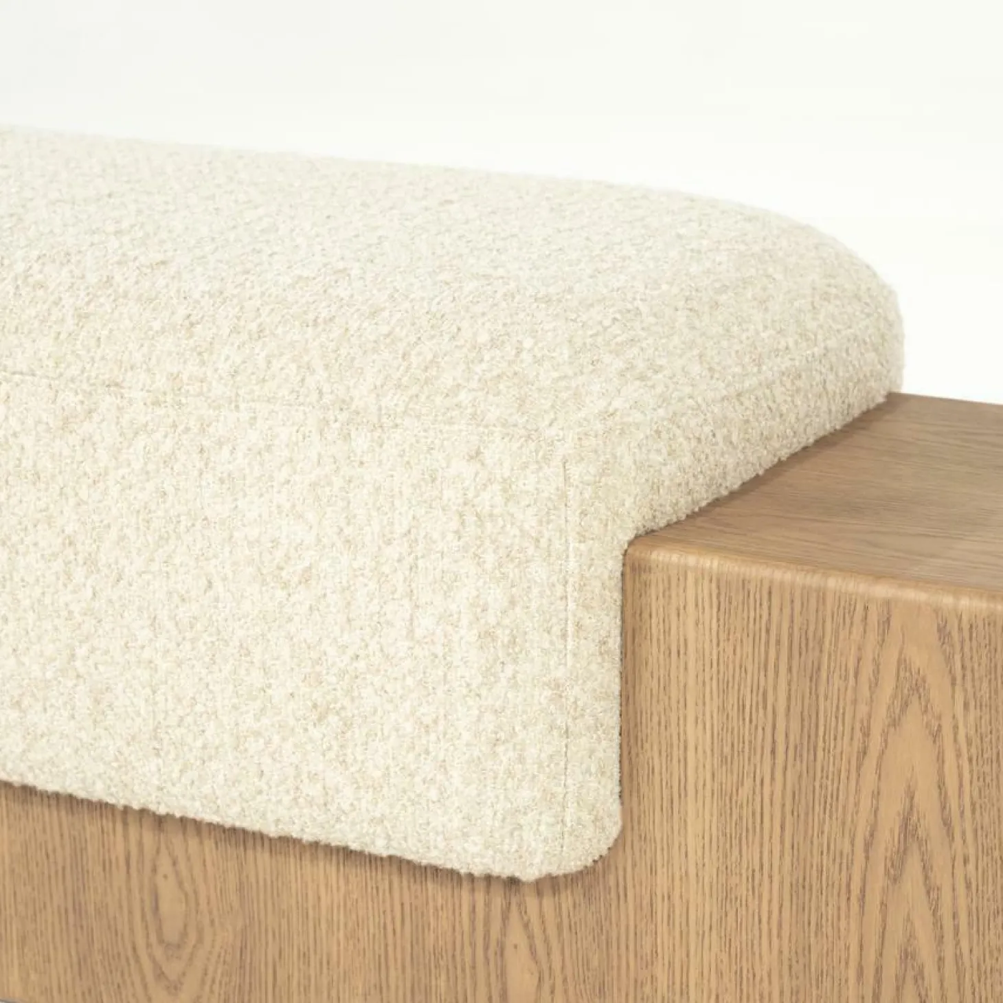 Bankje George Bouclé en essenhout 133cm - Beige - Loft24.nl