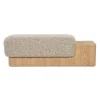 Bankje George Bouclé en essenhout 133cm - Taupe - Loft24.nl