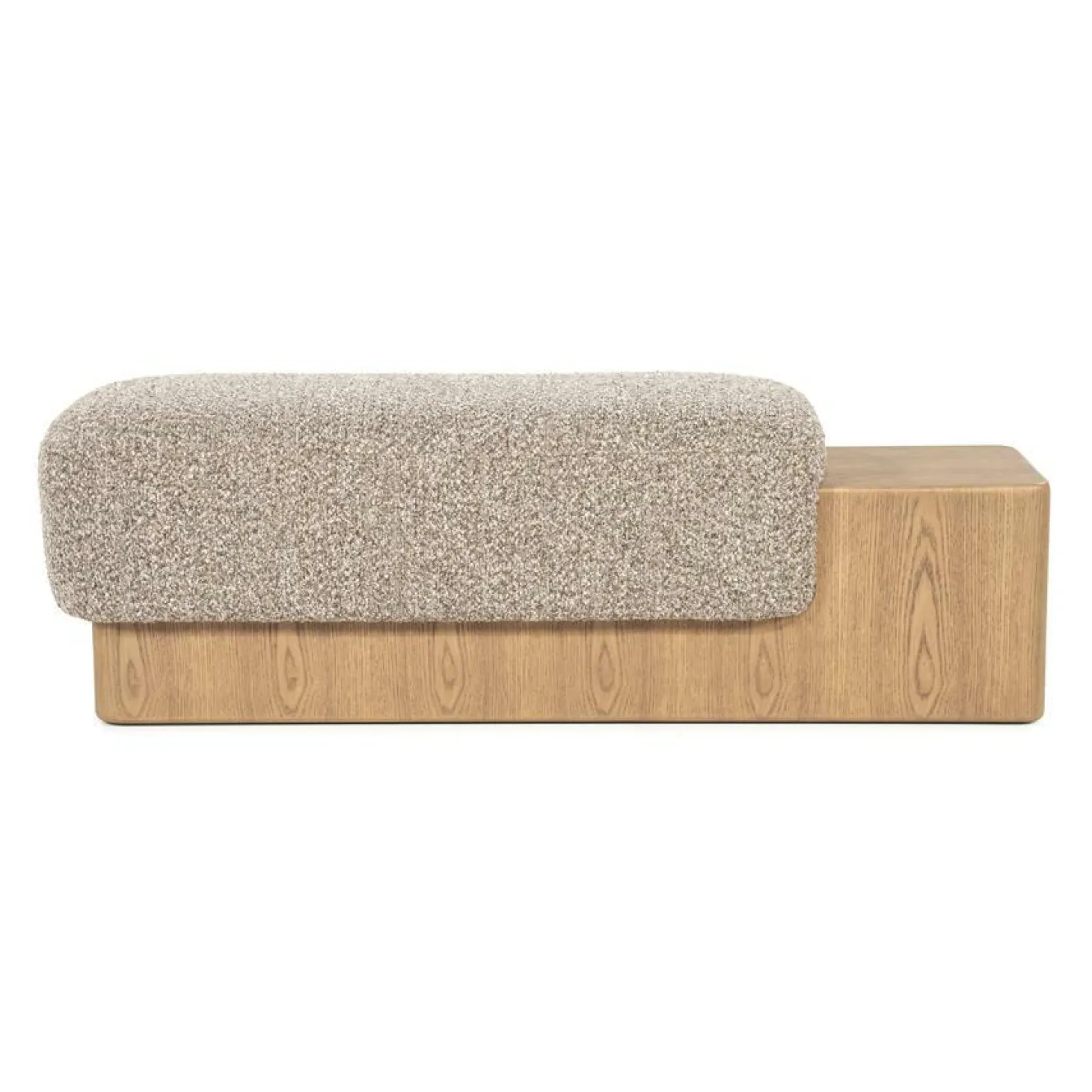 Bankje George Bouclé en essenhout 133cm - Taupe - Loft24.nl