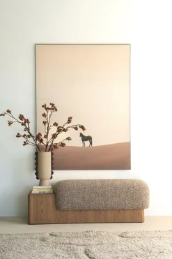 Bankje George Bouclé en essenhout 133cm - Taupe - Loft24.nl