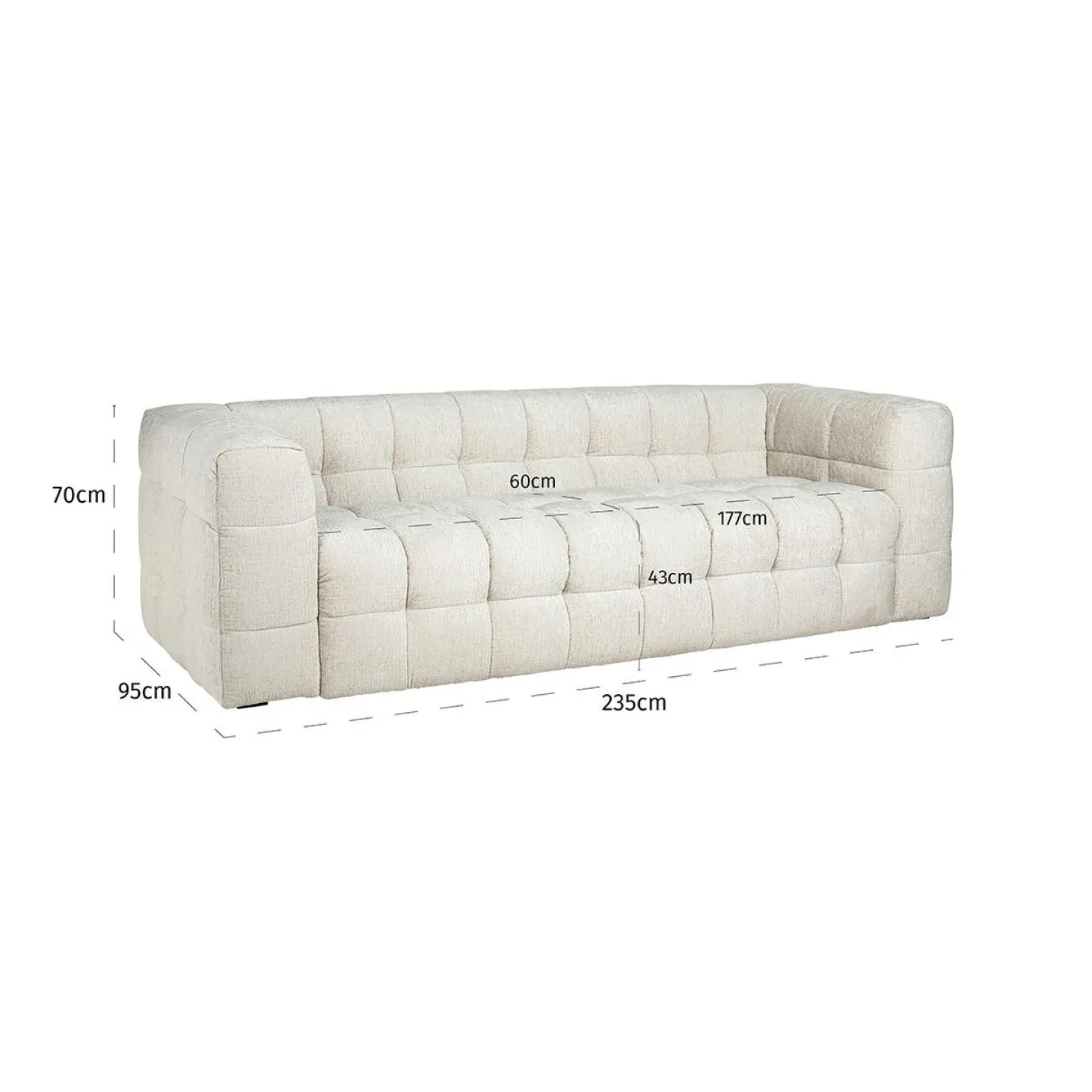 Bank Merrol Chenille - Crème - Loft24.nl
