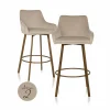 Barkruk Cressida Velvet - Khaki zithoogte 75cm - Loft24.nl