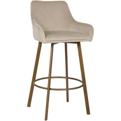 Barkruk Cressida Velvet - Khaki zithoogte 75cm - Loft24.nl