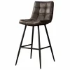Barkruk Navarra Lederlook - Antraciet (zithoogte 75 cm) - Loft24.nl