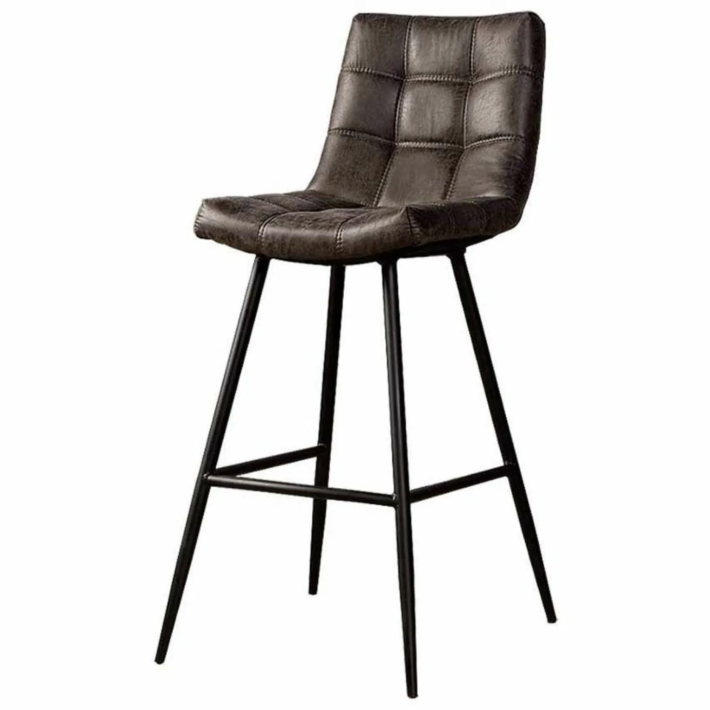 Barkruk Navarra Lederlook - Antraciet (zithoogte 75 cm) - Loft24.nl