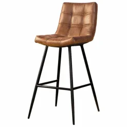 Barkruk Navarra Lederlook - Cognac (zithoogte 75 cm) - Loft24.nl