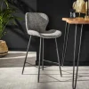 Barkruk Ronde Buis Bouclé Grijs (zithoogte 67 cm) - Loft24.nl