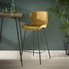 Barkruk Velvet Ronde Buis Goud (zithoogte 67 cm) - Loft24.nl