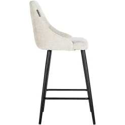 Barstoel Brooke Chenille Creme - zithoogte 67cm - Loft24.nl