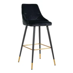 Barstoel Imani Velvet Zwart - zithoogte 77cm - Loft24.nl