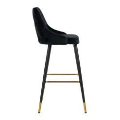 Barstoel Imani Velvet Zwart - zithoogte 77cm - Loft24.nl