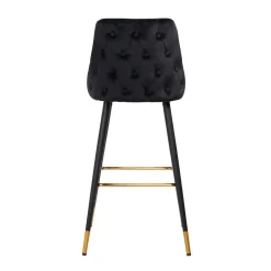 Barstoel Imani Velvet Zwart - zithoogte 77cm - Loft24.nl