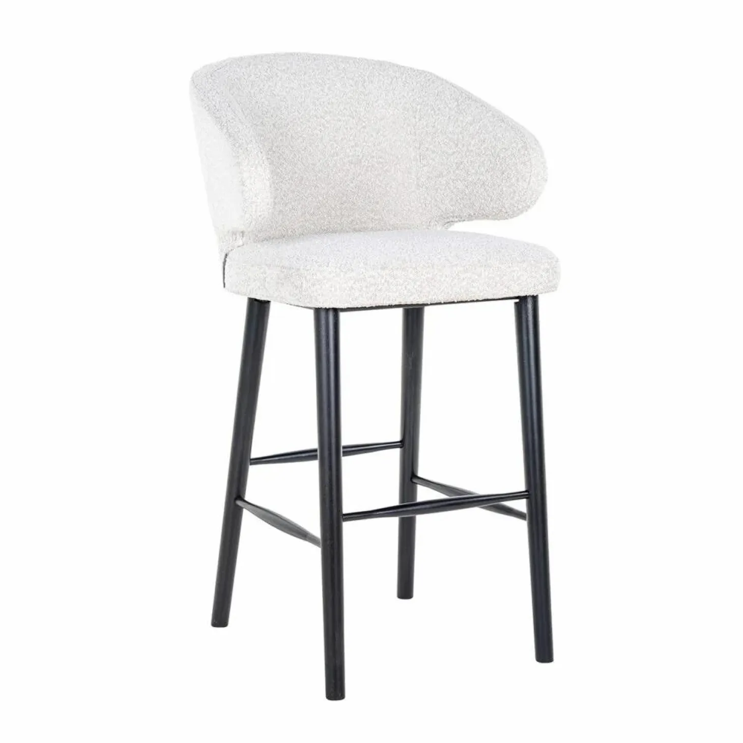 Barstoel Indigo Bouclé Wit - zithoogte 76cm - Loft24.nl