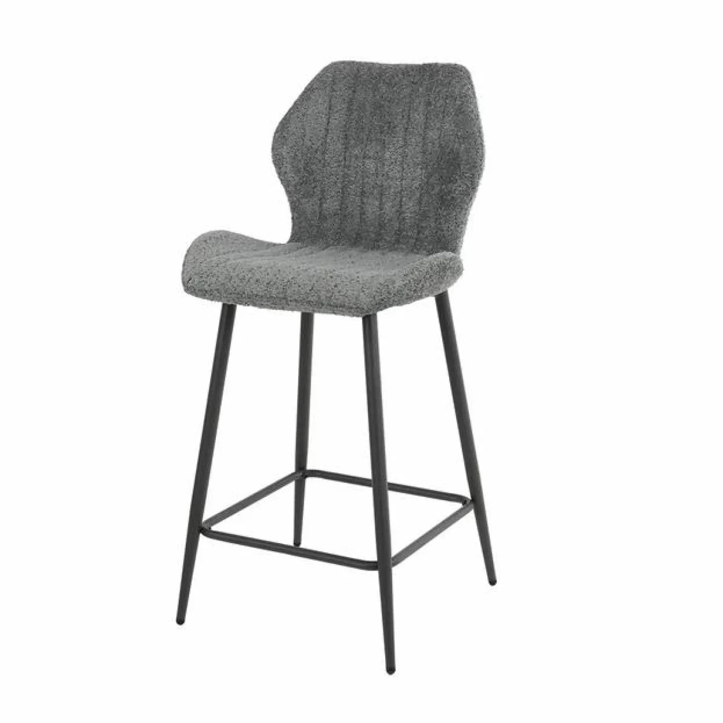 Barstoel Lende Bouclé Grijs (zithoogte 67 cm) - Loft24.nl