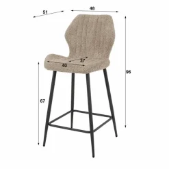 Barstoel Lende Bouclé Grijs (zithoogte 67 cm) - Loft24.nl