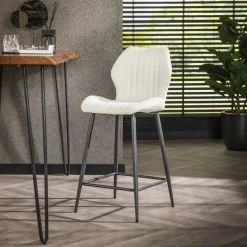 Barstoel Lende Bouclé Wit (zithoogte 67 cm) - Loft24.nl