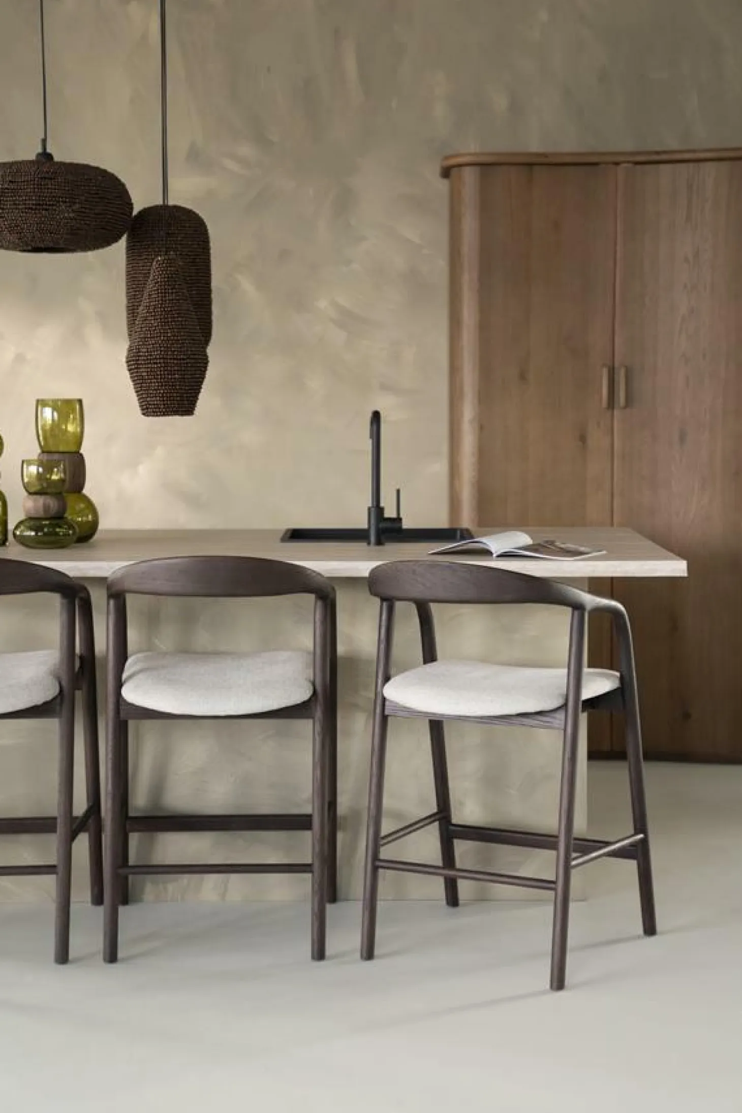 Barstoel Rayven Essen en stof Bruin (zithoogte 65cm) - Loft24.nl