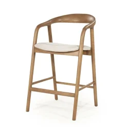 Barstoel Rayven Essen en stof Lichtbruin (zithoogte 65cm) - Loft24.nl