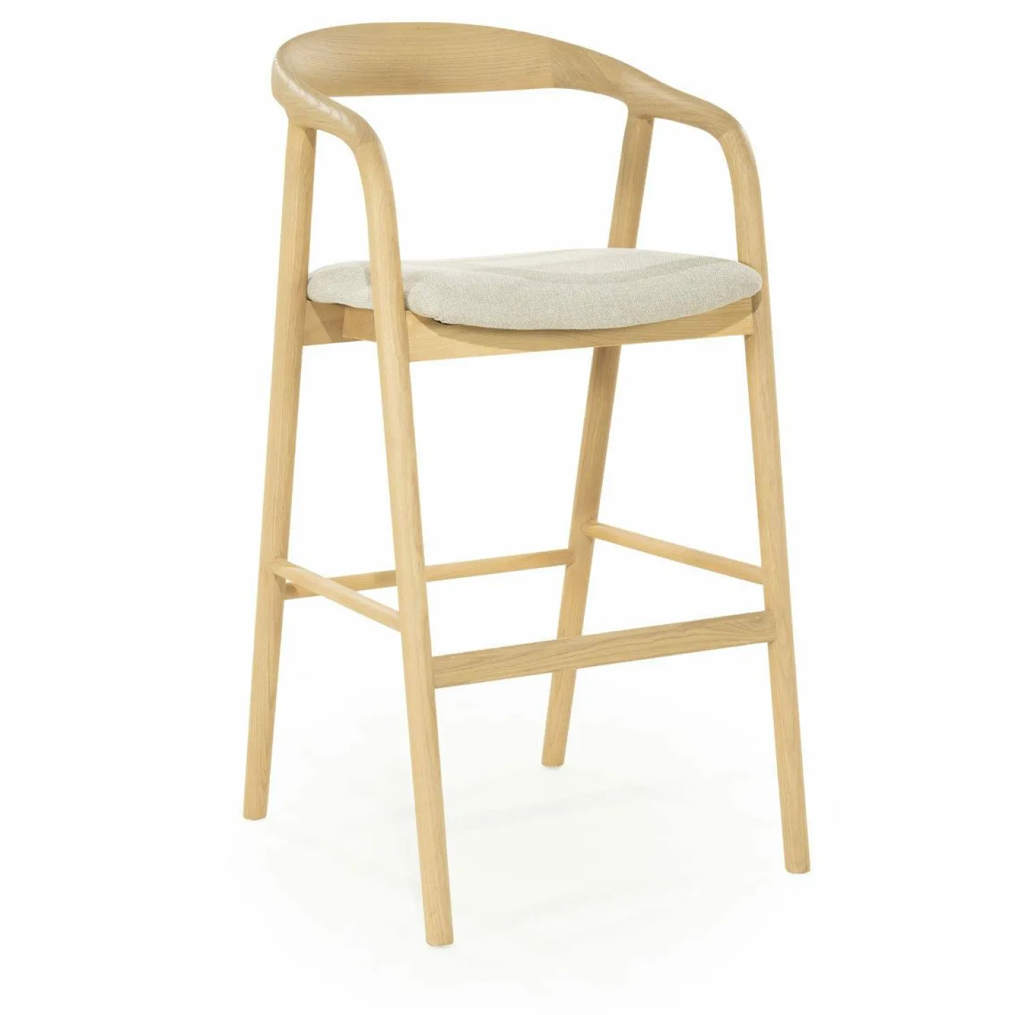 Barstoel Rayven Essen en stof Naturel (zithoogte 75cm) - Loft24.nl