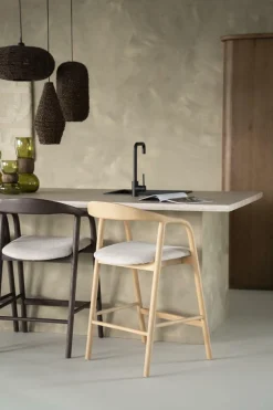 Barstoel Rayven Essen en stof Naturel (zithoogte 65cm) - Loft24.nl