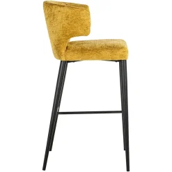 Barstoel Taylor Chenille Mosterdgeel - zithoogte 76cm - Loft24.nl