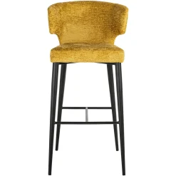 Barstoel Taylor Chenille Mosterdgeel - zithoogte 76cm - Loft24.nl