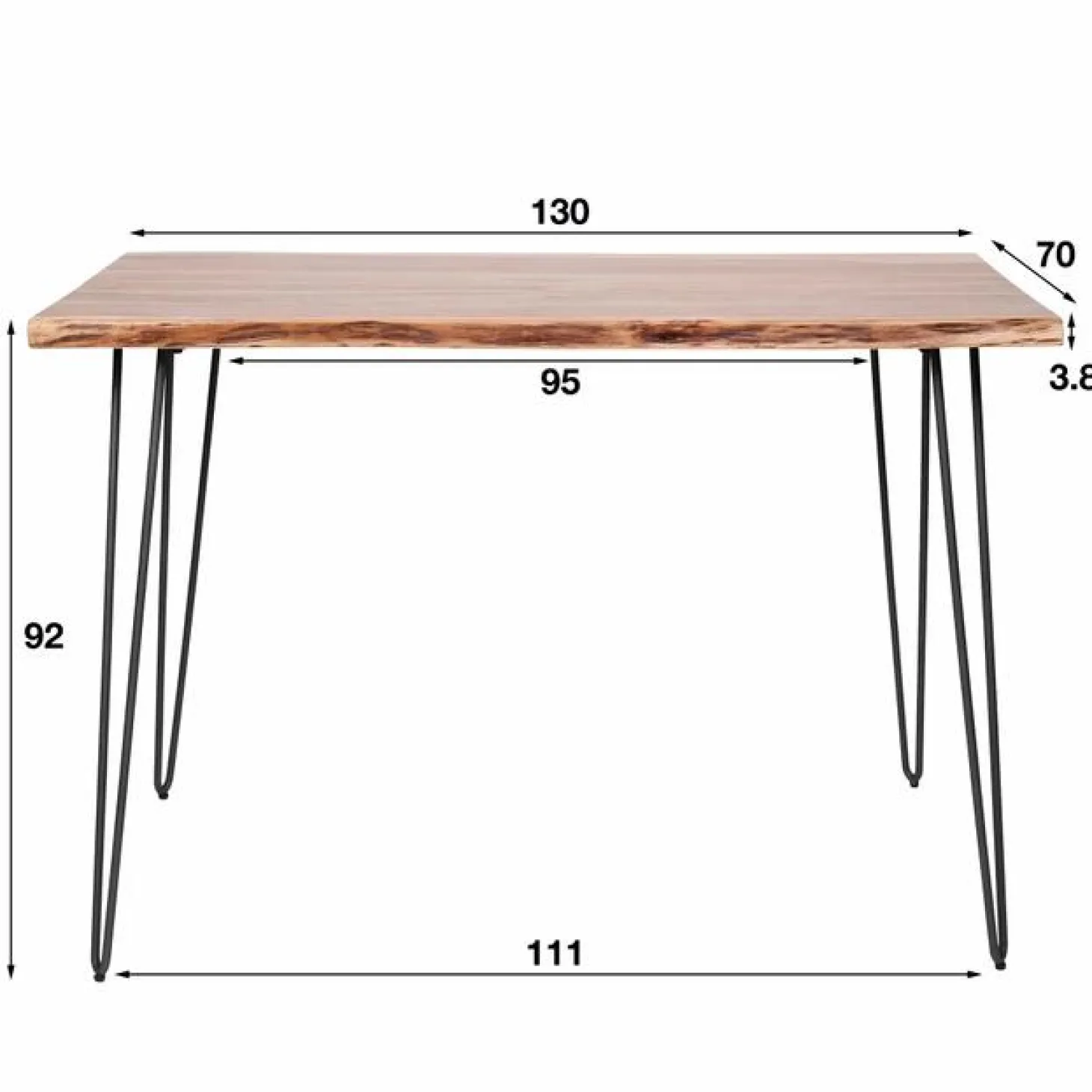Bartafel Edge slanke poot - Acaciahout 130 x 70 cm - Naturel - Loft24.nl