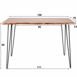 Bartafel Edge slanke poot - Acaciahout 130 x 70 cm - Naturel - Loft24.nl