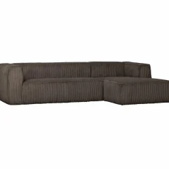 Bean hoekbank rechts grove ribstof mud - Loft24.nl