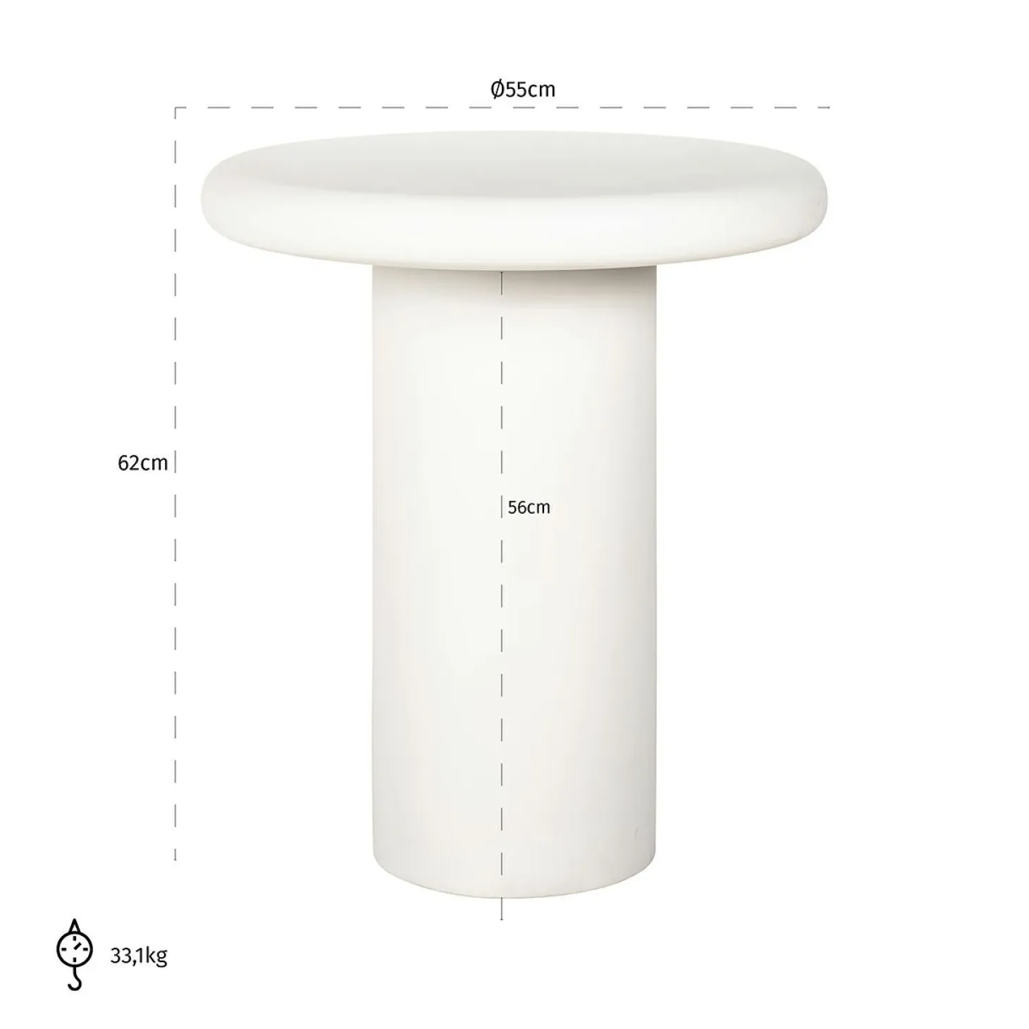 Bijzettafel Bloomstone Ø55cm - Wit - Loft24.nl