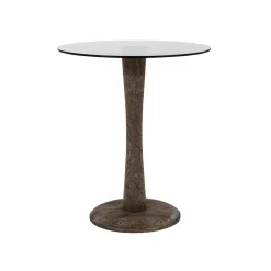 Bijzettafel Boogie Mangohout en glas 60 cm - Bruin - Loft24.nl