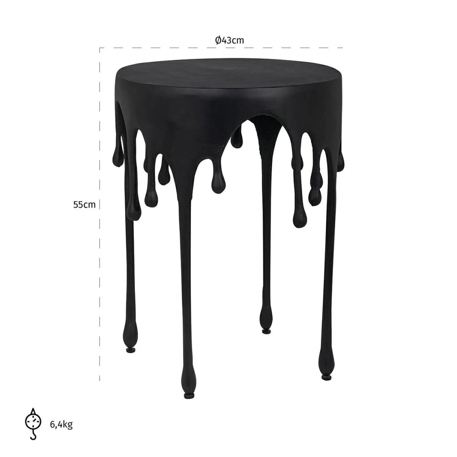Bijzettafel Laila Ø43 cm - Zwart - Loft24.nl