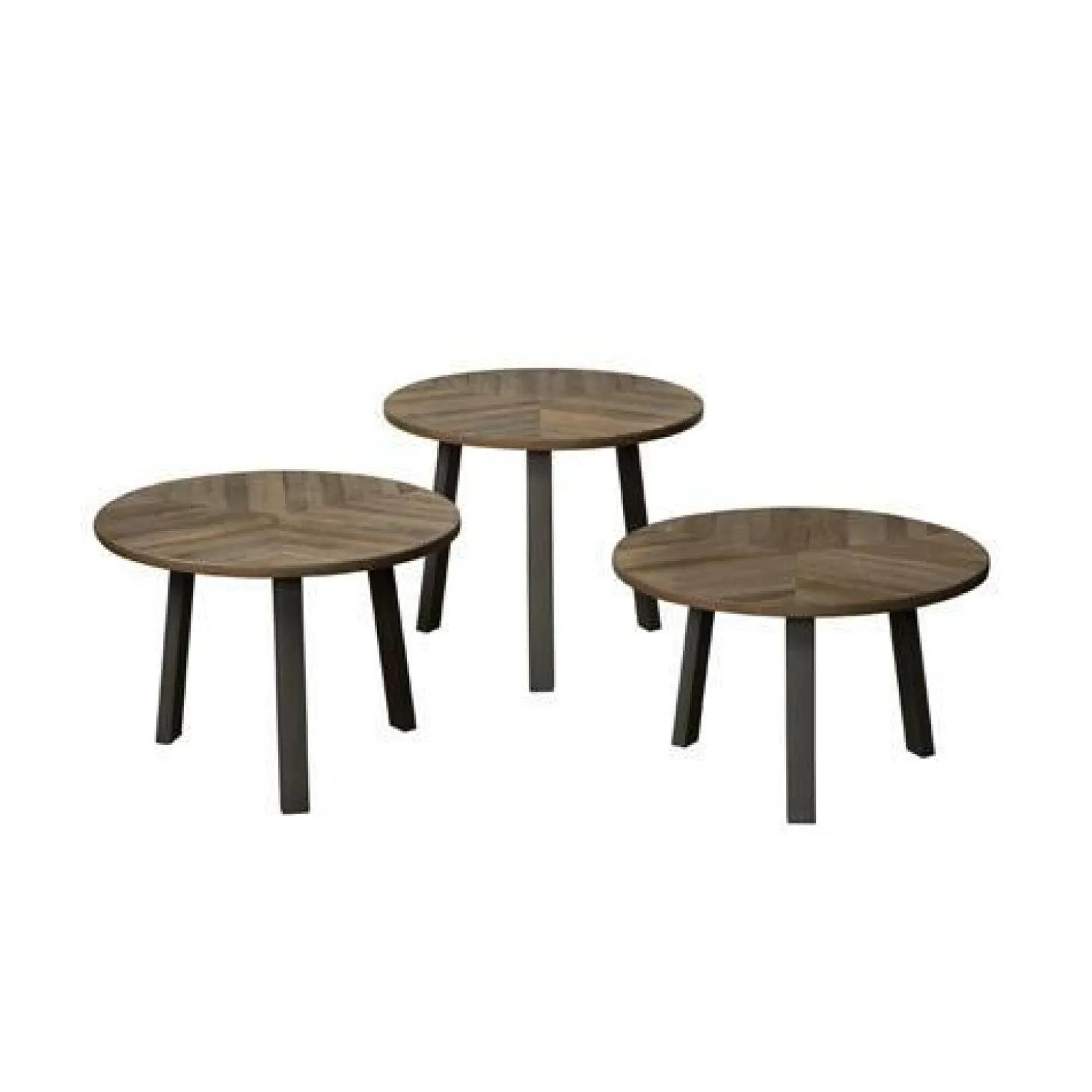 Bijzettafel Lazio Teakhout set van 3 stuks - grey - Loft24.nl
