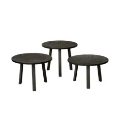 Bijzettafel Lazio Teakhout set van 3 stuks - zwart - Loft24.nl