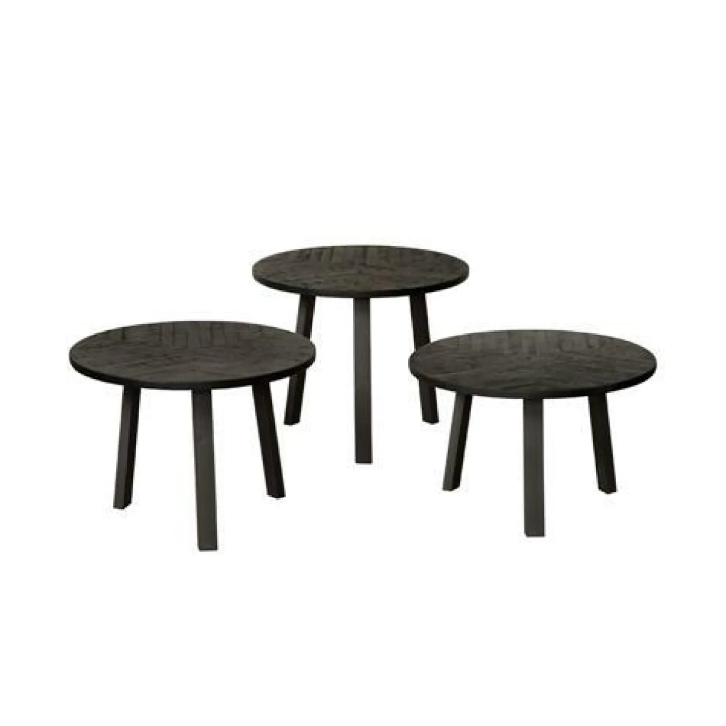 Bijzettafel Lazio Teakhout set van 3 stuks - zwart - Loft24.nl