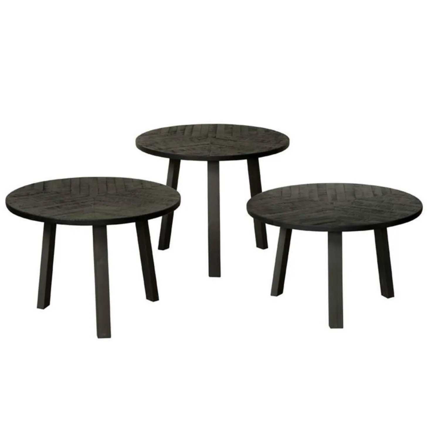 Bijzettafel Lazio Teakhout set van 3 stuks - zwart - Loft24.nl