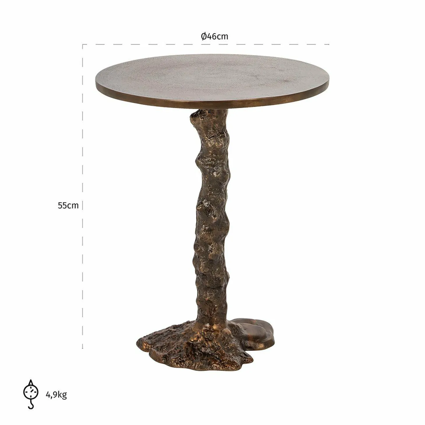 Bijzettafel Misty Ø46 cm - Brons - Loft24.nl