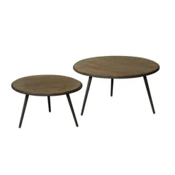 Bijzettafel Rolo Teakhout set van 2 stuks - grey - Loft24.nl