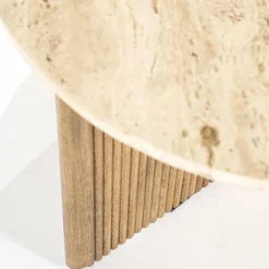 Bijzettafel Sara Mangohout en Travertin 60 x 60 cm - Loft24.nl
