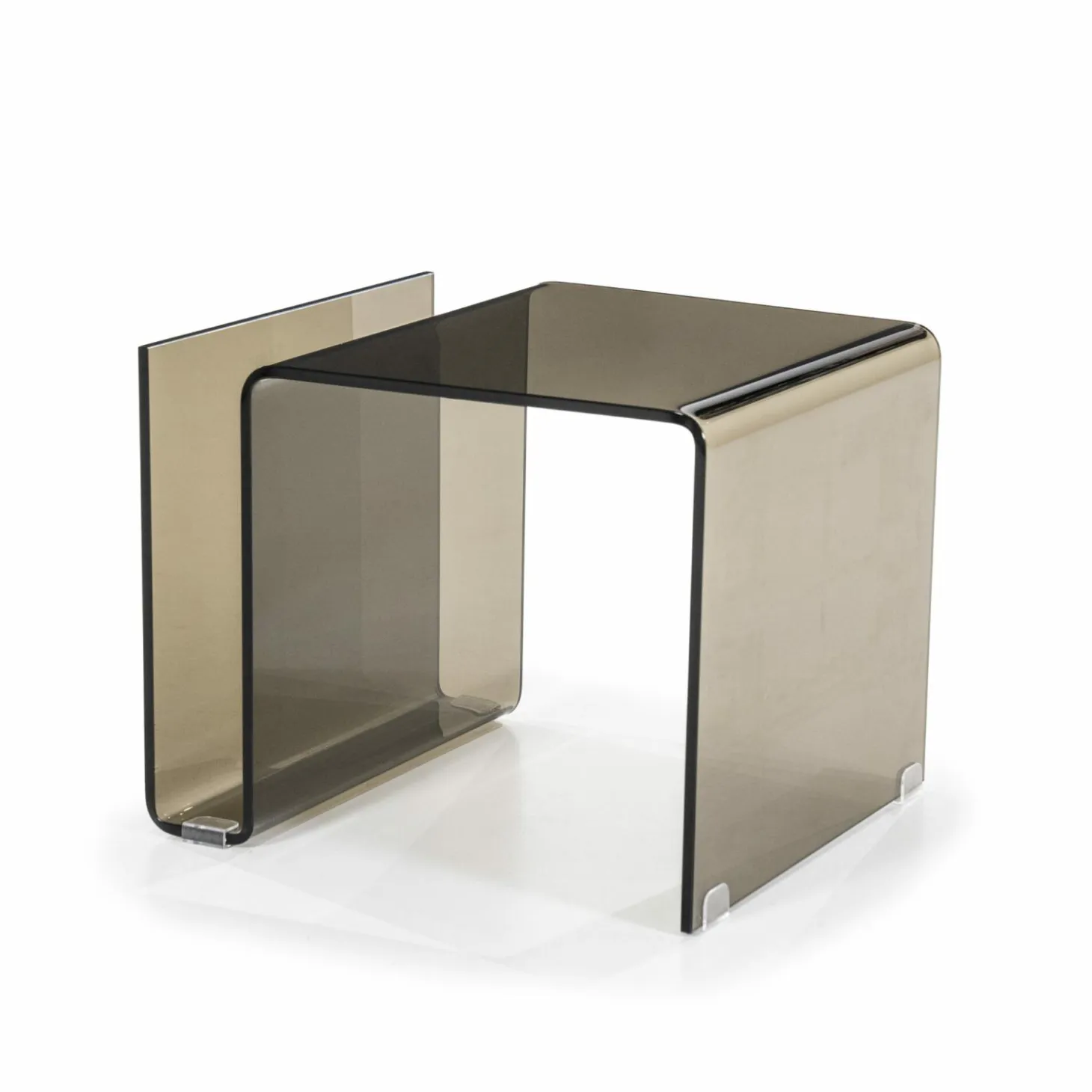 Bijzettafel Shadow Glas 48 x 42 - Bruin - Loft24.nl