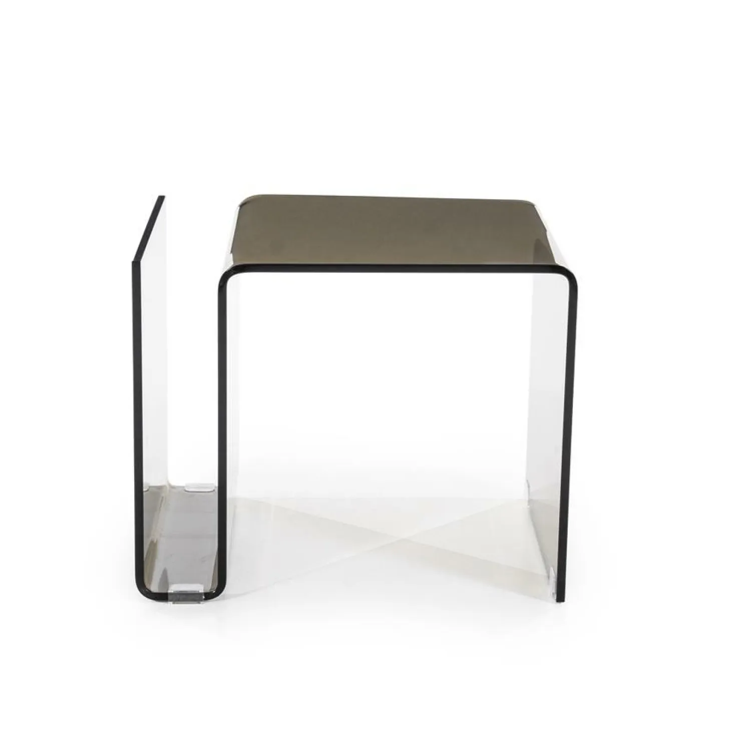 Bijzettafel Shadow Glas 48 x 42 - Bruin - Loft24.nl