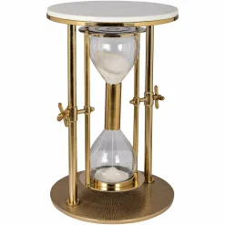 Bijzettafel Tempus Marmer en glas Ø40 cm - Goud - Loft24.nl