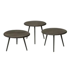 Bijzettafel Turi Teakhout set van 3 stuks - grey - Loft24.nl