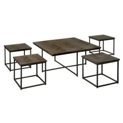 Bijzettafel Via Teakhout set van 5 stuks - wine - Loft24.nl