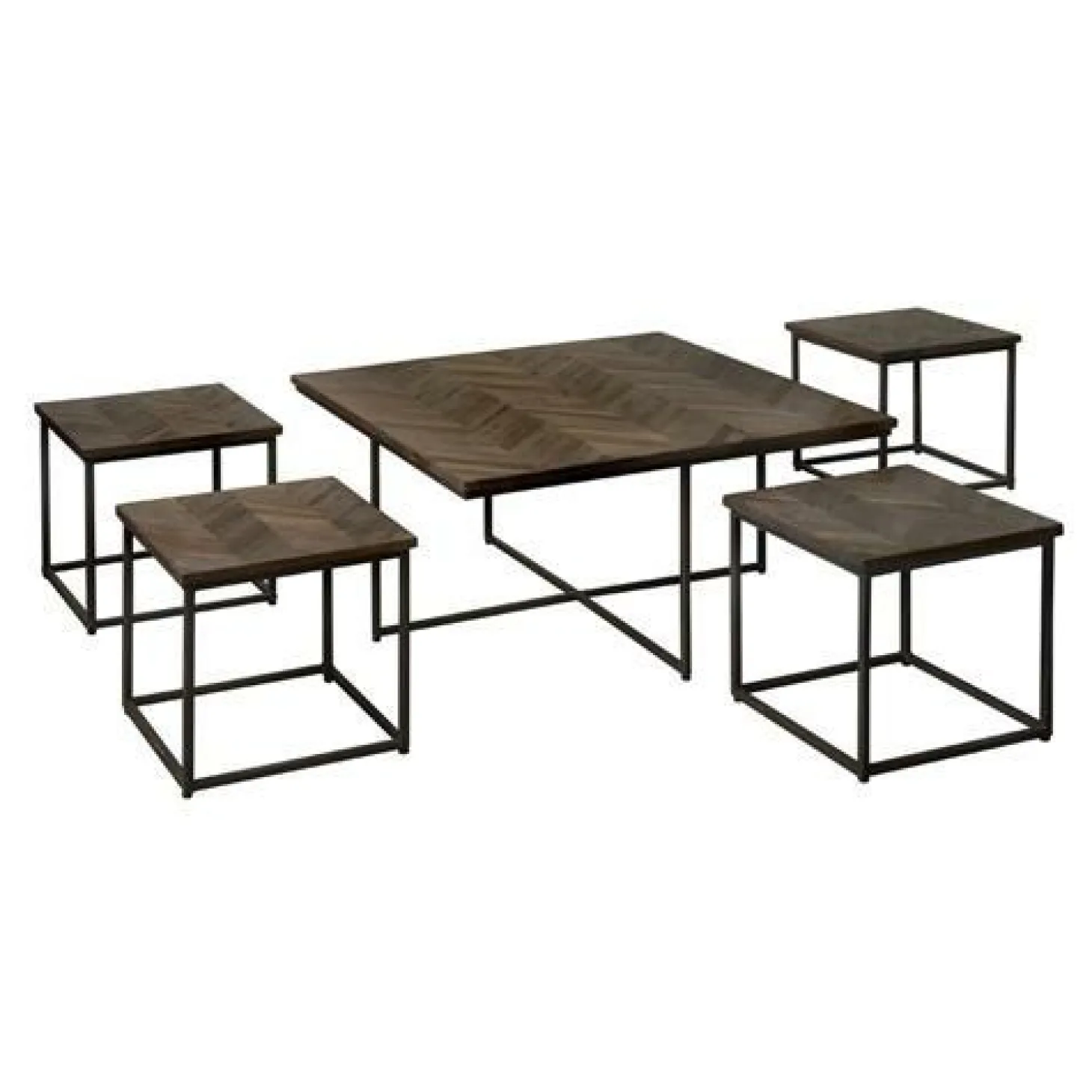 Bijzettafel Via Teakhout set van 5 stuks - wine - Loft24.nl