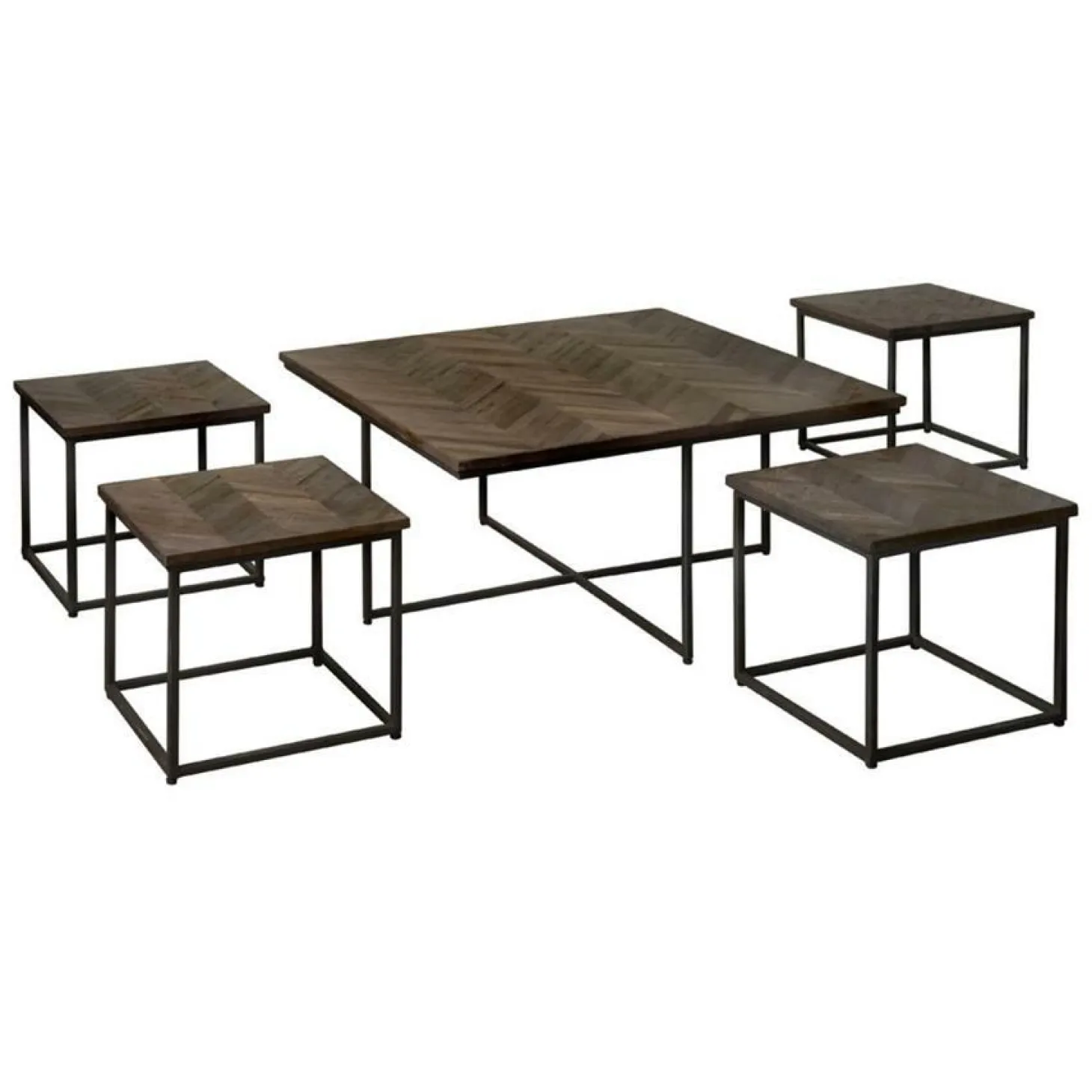 Bijzettafel Via Teakhout set van 5 stuks - wine - Loft24.nl