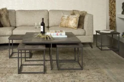 Bijzettafel Via Teakhout set van 5 stuks - wine - Loft24.nl