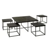 Bijzettafel Via Teakhout set van 5 stuks - zwart - Loft24.nl