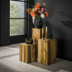 Bloemenzuil Bole Teakhout - 45 cm - Loft24.nl