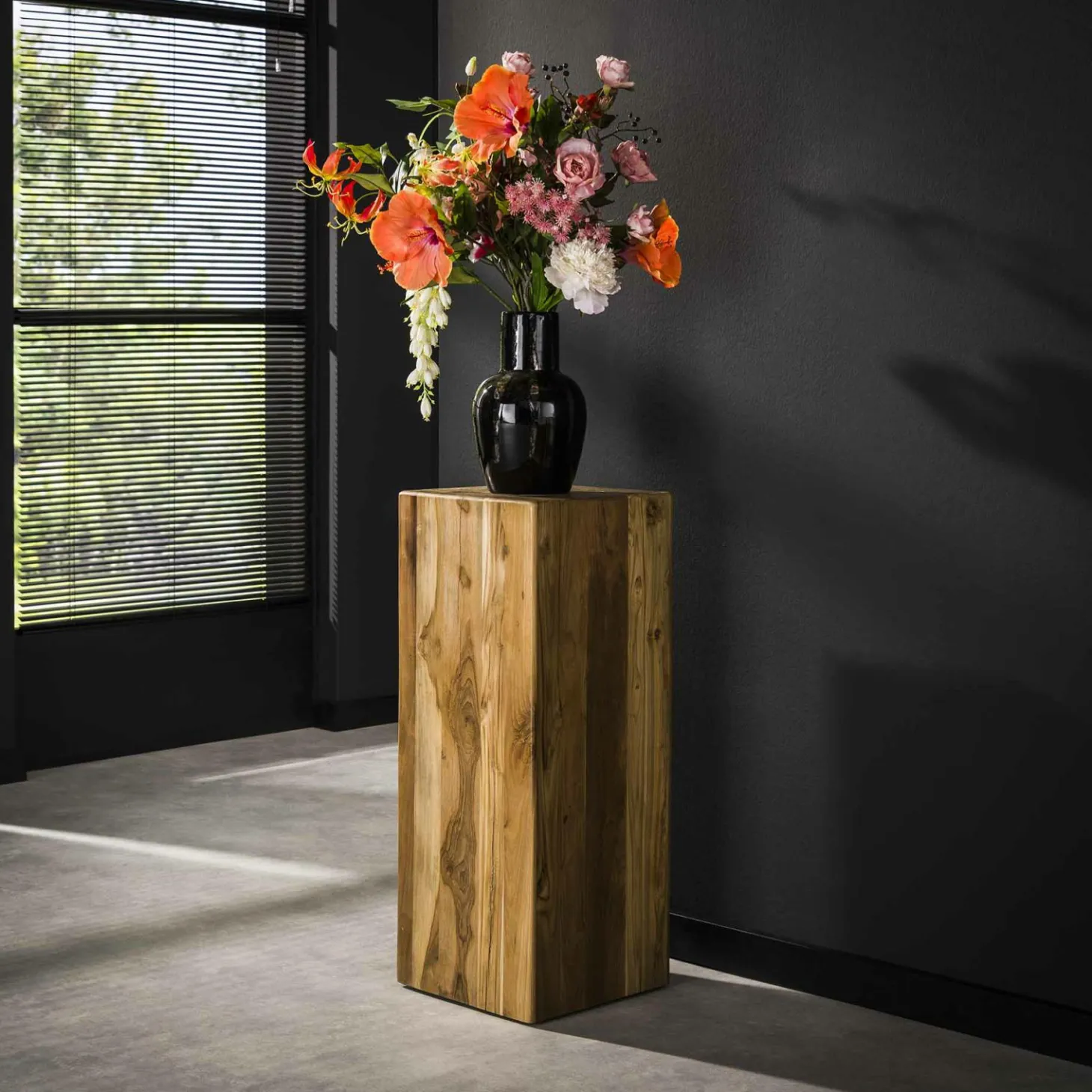Bloemenzuil Bole Teakhout - 85 cm - Loft24.nl